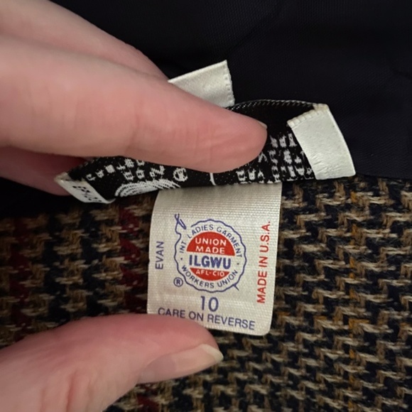 VTG Wool Houndstooth Double Breasted Blazer Jacket 10 Petite - Picture 10 of 12